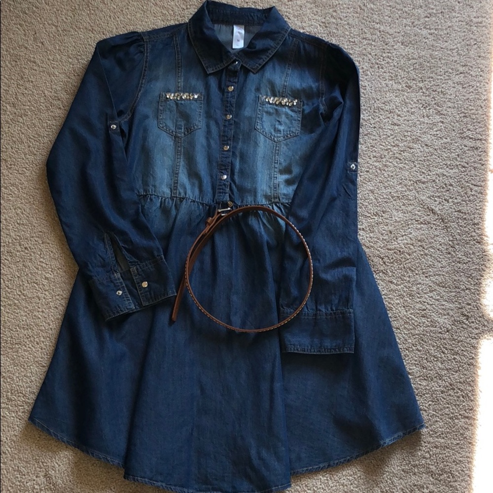Justice denim dress with belt size 16